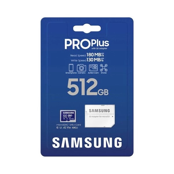 کارت حافظه microSDXC سامسونگ مدل Pro Plus کلاس 10 استاندارد UHS-I U3 سرعت 180MBps ظرفیت 512 گیگابایت-آبی کارت حافظه microSDXC سامسونگ مدل Pro Plus کلاس 10 استاندارد UHS-I U3 سرعت 180MBps ظرفیت 512 گیگابایت-آبی