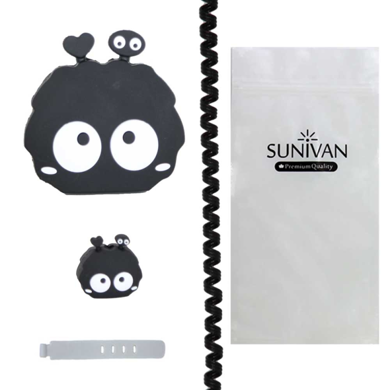 محافظ شارژر دیواری سانیوان طرح عروسکی هپل2 به همراه محافظ کابل مجموعه 4 عددی محافظ شارژر دیواری سانیوان طرح عروسکی هپل2 به همراه محافظ کابل مجموعه 4 عددی