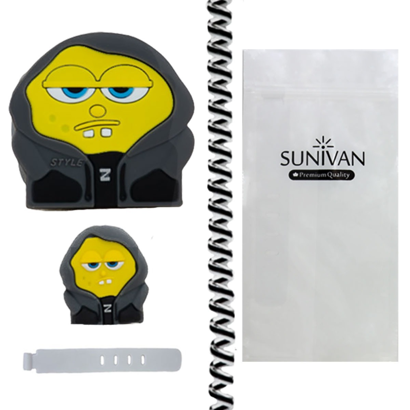 محافظ کابل سانیوان طرح عروسکی فانتزی باب اسفنجی به همراه محافظ شارژر دیواری مجموعه 4 عددی محافظ کابل سانیوان طرح عروسکی فانتزی باب اسفنجی به همراه محافظ شارژر دیواری مجموعه 4 عددی