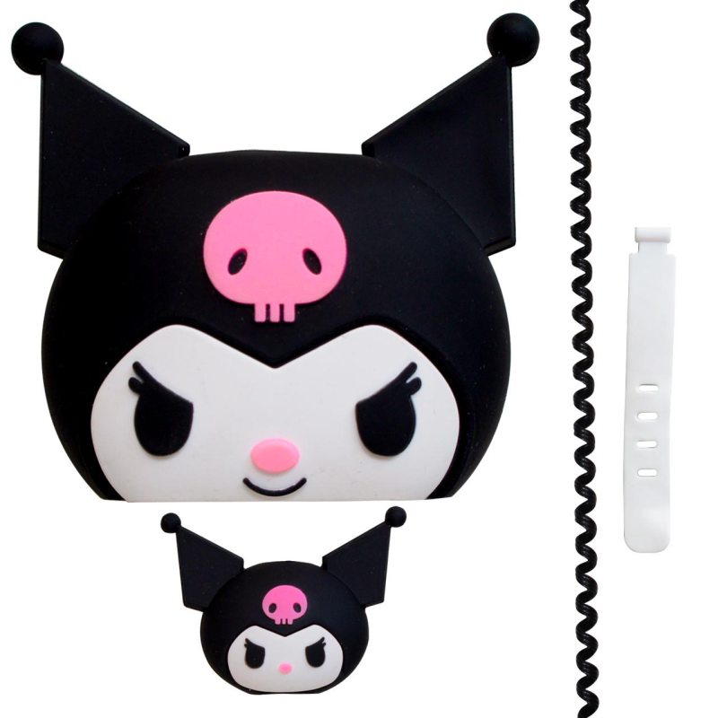 محافظ کابل شارژ طرح فانتزی کرومی مدل Kuromi-Cover به همراه محافظ شارژر دیواری مجموعه 4 عددی محافظ کابل شارژ طرح فانتزی کرومی مدل Kuromi-Cover به همراه محافظ شارژر دیواری مجموعه 4 عددی