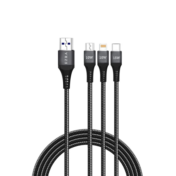 کابل تبدیل USB به microUSB / USB-C / لایتنینگ آزرا مدل DC352 طول 1.2 متر کابل تبدیل USB به microUSB / USB-C / لایتنینگ آزرا مدل DC352 طول 1.2 متر