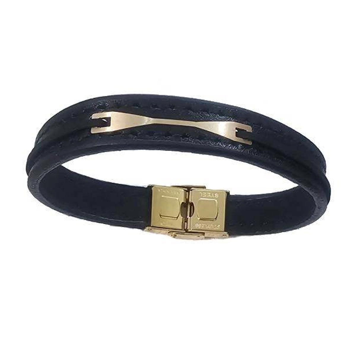 دستبند طلا مردانه با چرم اپال گلد مدل 0130 دستبند طلا مردانه با چرم اپال گلد مدل 0130