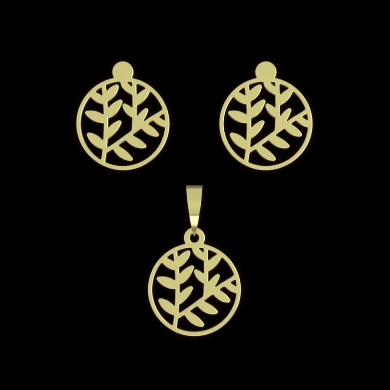 نیم ست طلا 18 عیار مدوپد مدل برگ کد NA14974-2.00 نیم ست طلا 18 عیار مدوپد مدل برگ کد NA14974-2.00