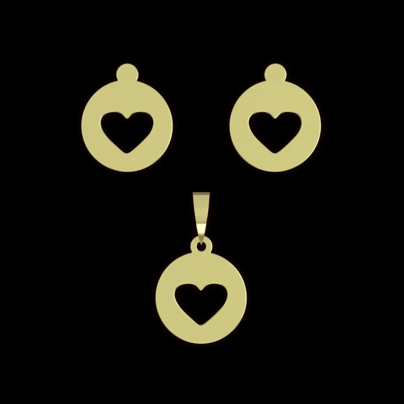 نیم ست طلا 18 عیار مدوپد مدل قلب کد NA10730-1.50