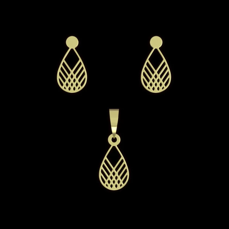 نیم ست طلا 18 عیار مدوپد مدل هندسی کد NA13577-1.50