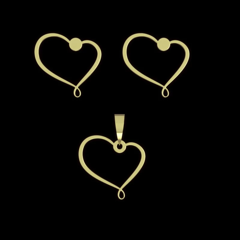 نیم ست طلا 18 عیار مدوپد مدل قلب کد NA17787-1.50