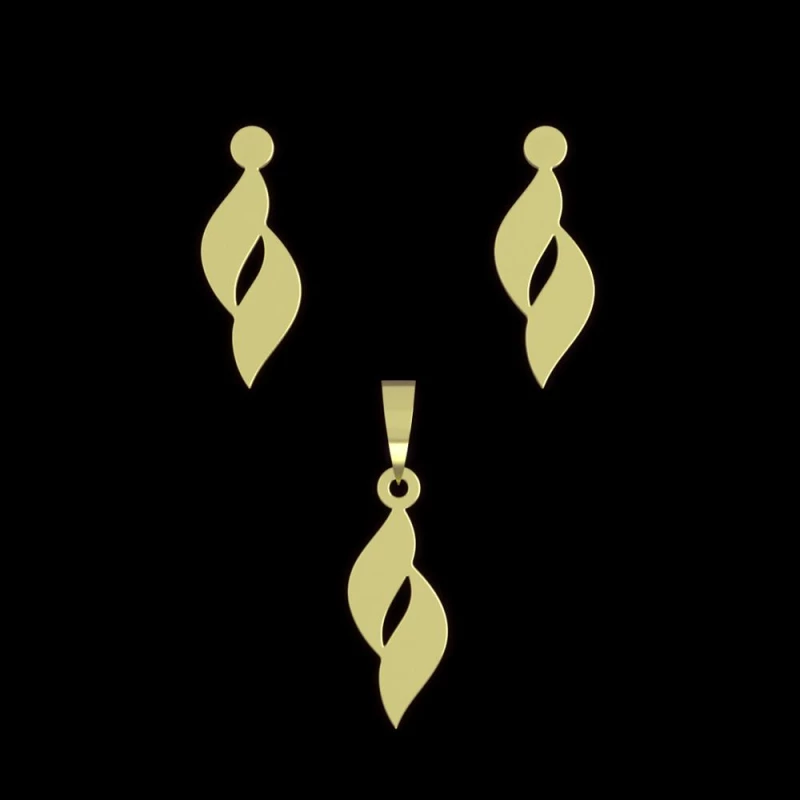 نیم ست طلا 18 عیار مدوپد مدل هندسی کد NA12795-1.50