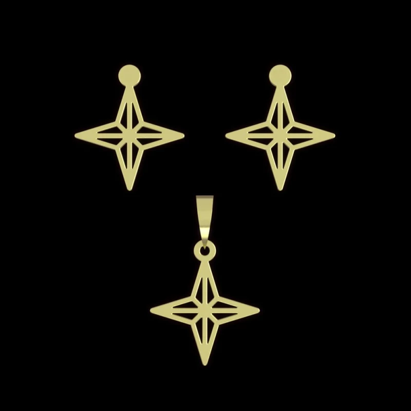 نیم ست طلا 18 عیار مدوپد مدل ستاره کد NA15431-2.00 نیم ست طلا 18 عیار مدوپد مدل ستاره کد NA15431-2.00