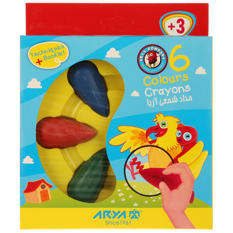 مداد شمعی 6 رنگ آریا مدل 2054 مداد شمعی 6 رنگ آریا مدل 2054
