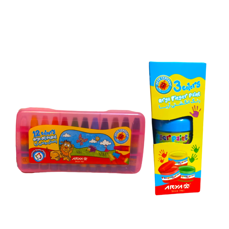 رنگ انگشتی 3 رنگ آریا مدل 02 به همراه پاستل روغنی رنگ انگشتی 3 رنگ آریا مدل 02 به همراه پاستل روغنی