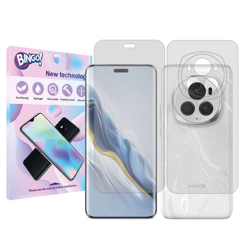 محافظ صفحه نمایش شفاف بینگو مدل Tough مناسب برای گوشی موبایل آنر Magic 6 Pro به همراه محافظ پشت گوشی محافظ صفحه نمایش شفاف بینگو مدل Tough مناسب برای گوشی موبایل آنر Magic 6 Pro به همراه محافظ پشت گوشی