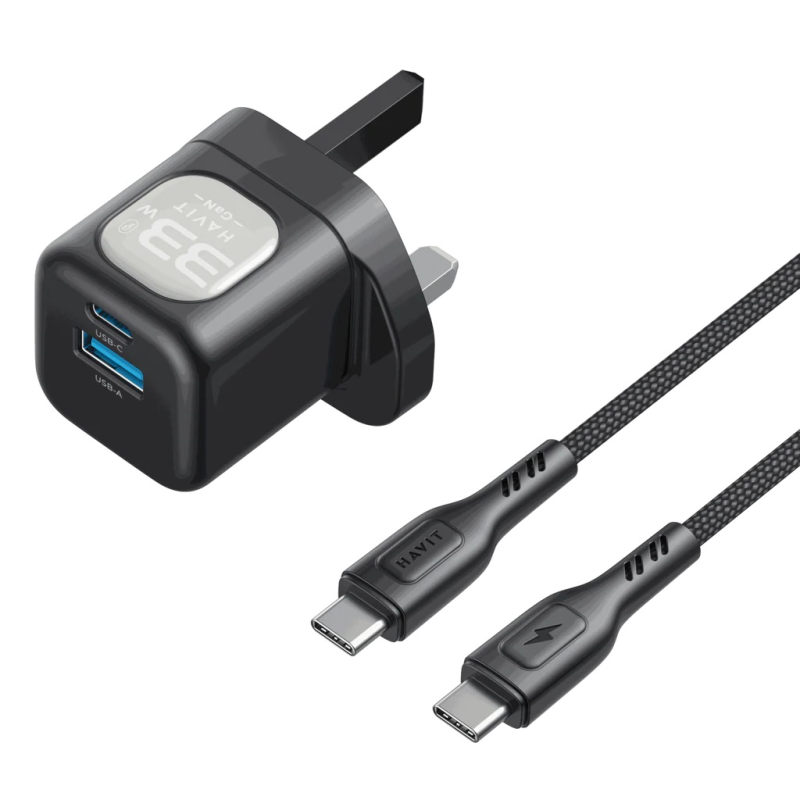 شارژر دیواری 33 وات هویت مدل UC233 به همراه کابل تایپ سی شارژر دیواری 33 وات هویت مدل UC233 به همراه کابل تایپ سی