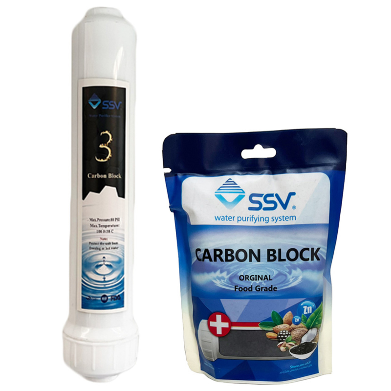 فیلتر دستگاه تصفیه آب اس اس وی مدل پک فیلتر کربن بلاک به همراه شارژ