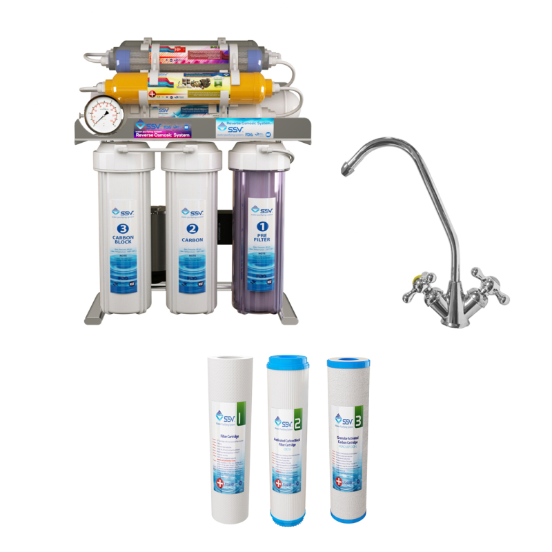 دستگاه تصفیه کننده آب اس اس وی مدل SuperSpring 2W X1000 به همراه شیر تصفیه آب و فیلتر تصفیه آب بسته 3 عددی دستگاه تصفیه کننده آب اس اس وی مدل SuperSpring 2W X1000 به همراه شیر تصفیه آب و فیلتر تصفیه آب بسته 3 عددی