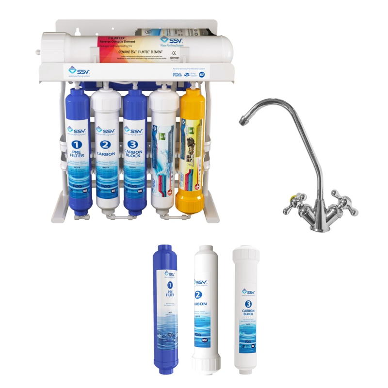 دستگاه تصفیه کننده آب اس اس وی مدل PureLine 2W X1000 به همراه شیر تصفیه آب و فیلتر تصفیه آب بسته 3 عددی