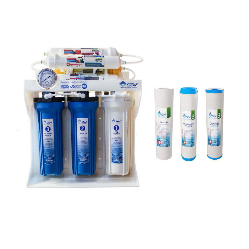 دستگاه تصفیه کننده آب اس اس وی مدل BlueStar x800 به همراه فیلتر بسته 3 عددی دستگاه تصفیه کننده آب اس اس وی مدل BlueStar x800 به همراه فیلتر بسته 3 عددی
