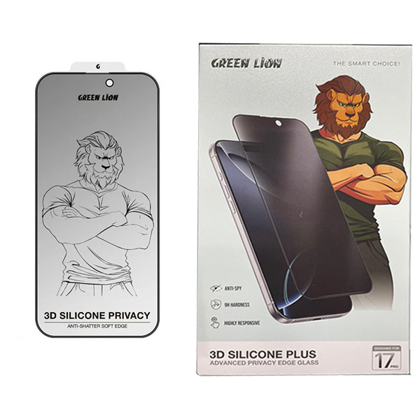 محافظ صفحه نمایش حریم شخصی گرین لاین مدل 3D Silicone Plus Privacy مناسب برای گوشی موبایل اپل iPhone 17 Pro محافظ صفحه نمایش حریم شخصی گرین لاین مدل 3D Silicone Plus Privacy مناسب برای گوشی موبایل اپل iPhone 17 Pro