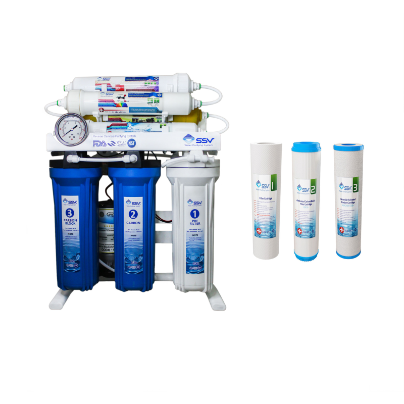 دستگاه تصفیه کننده آب اس اس وی مدل MaxBlue x800 به همراه فیلتر 3 عددی دستگاه تصفیه کننده آب اس اس وی مدل MaxBlue x800 به همراه فیلتر 3 عددی