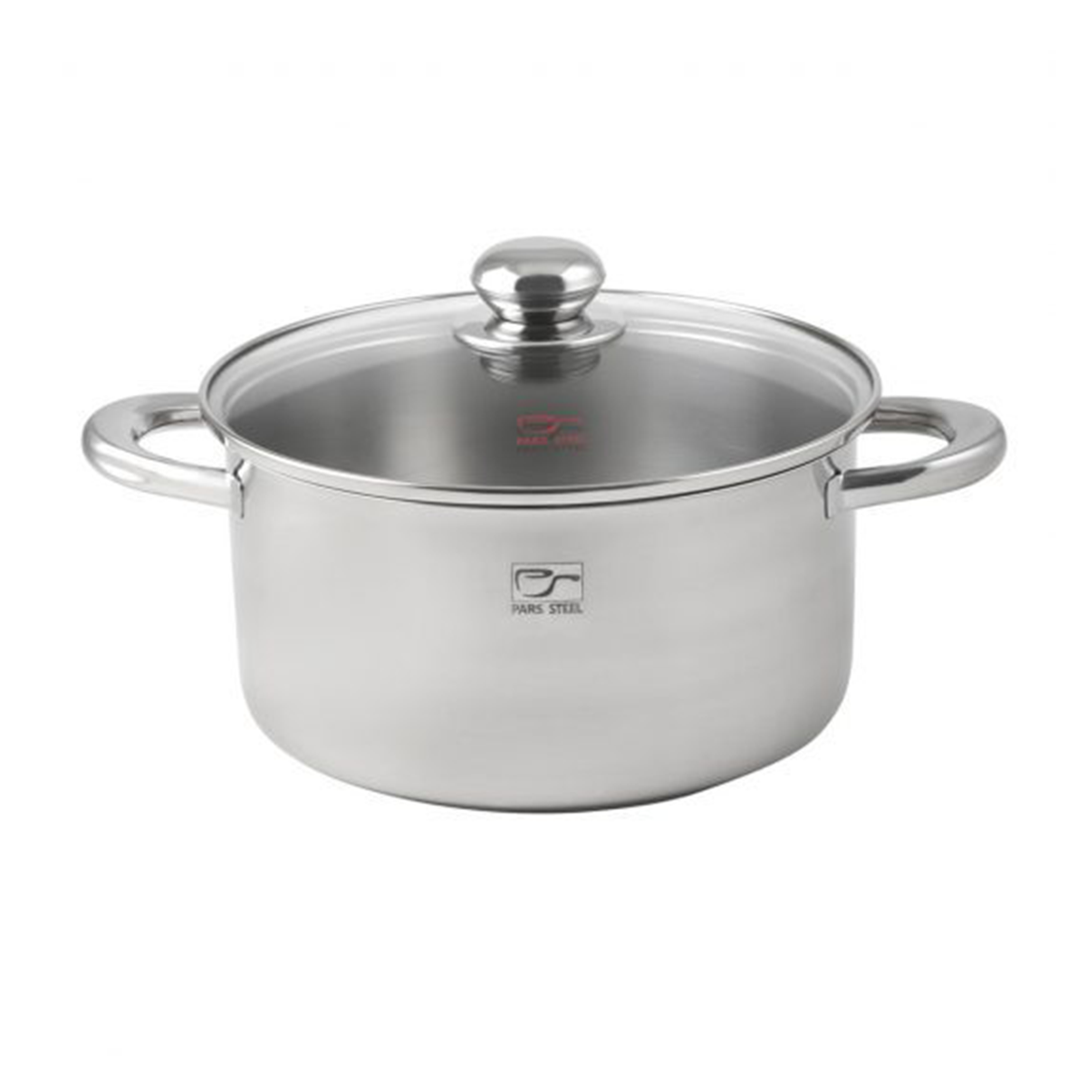 قابلمه استیل پارس استیل 240 دسته فلزی به همراه درب پیرکس-استیل قابلمه استیل پارس استیل 240 دسته فلزی به همراه درب پیرکس-استیل