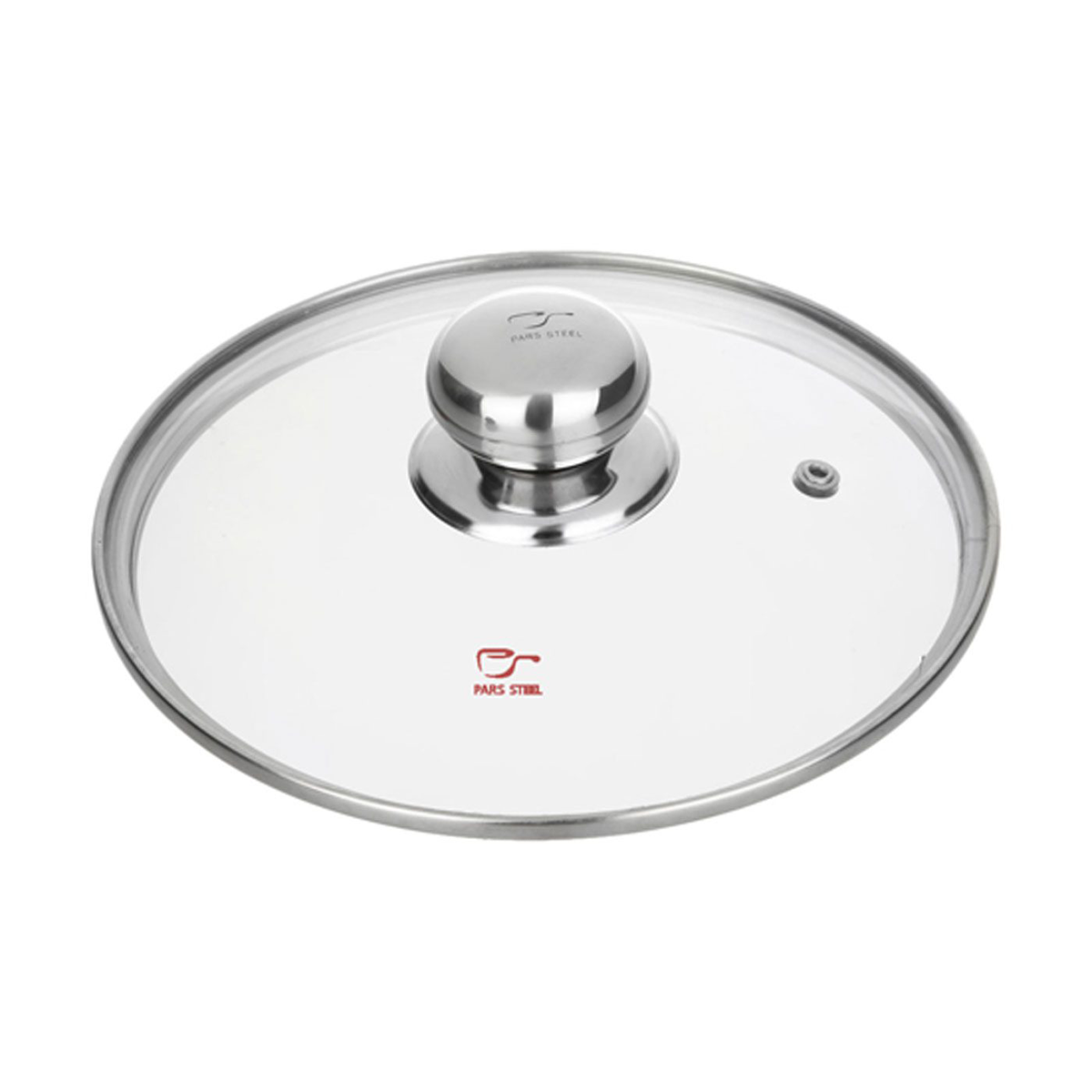 درب قابلمه پیرکس پارس استیل مدل 180 به همراه دسته کروی مونتاژی کوچک
