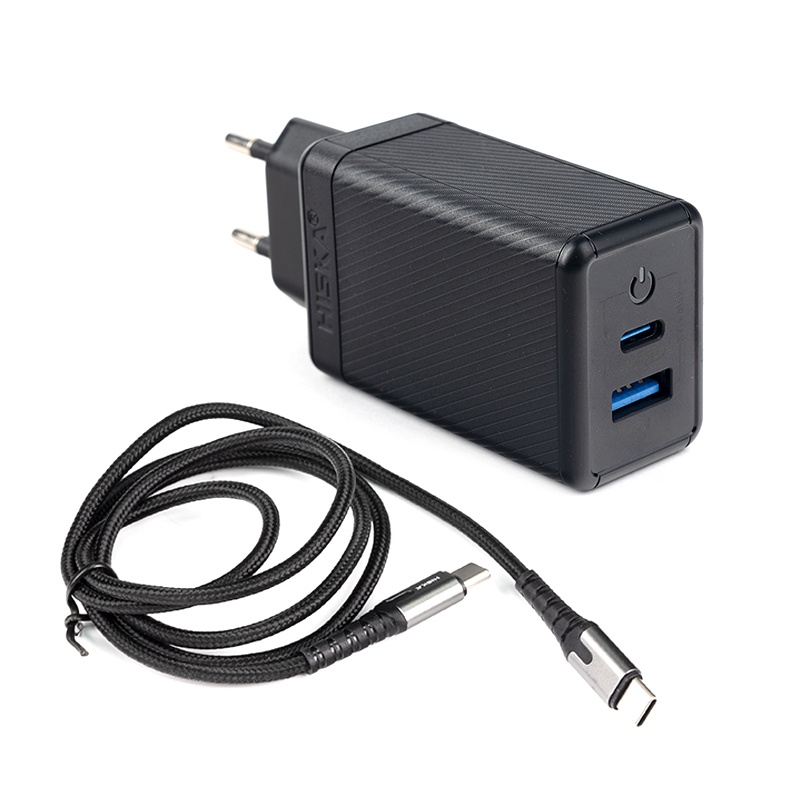 شارژر دیواری هیسکا مدل H-126GAN توان 65 وات به همراه کابل تبدیل USB-C شارژر دیواری هیسکا مدل H-126GAN توان 65 وات به همراه کابل تبدیل USB-C
