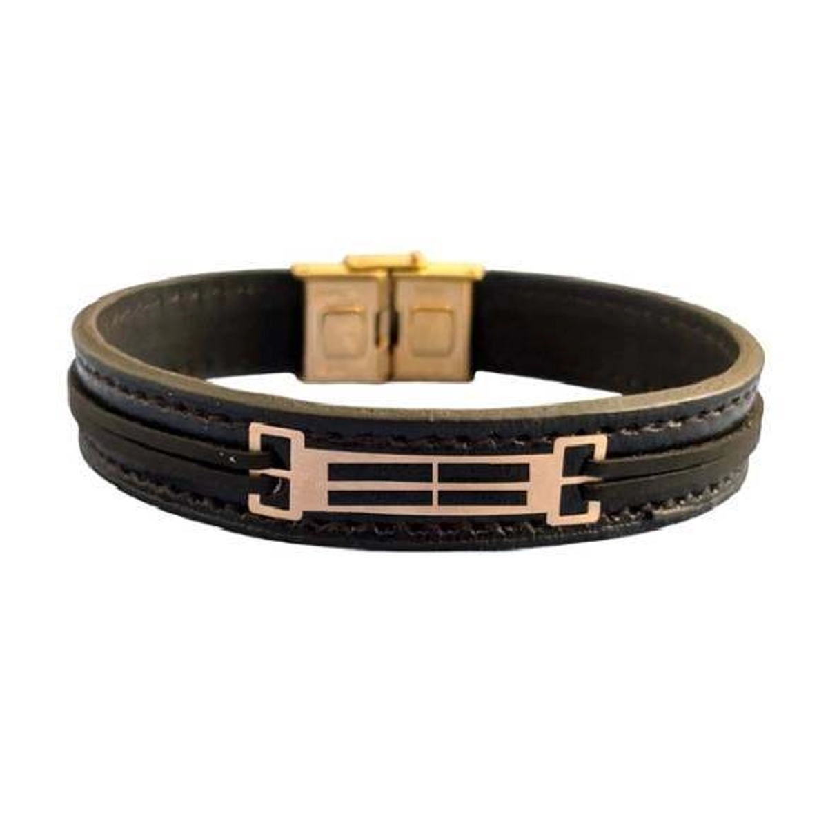 دستبند طلا مردانه با چرم اپال گلد مدل 0185 دستبند طلا مردانه با چرم اپال گلد مدل 0185