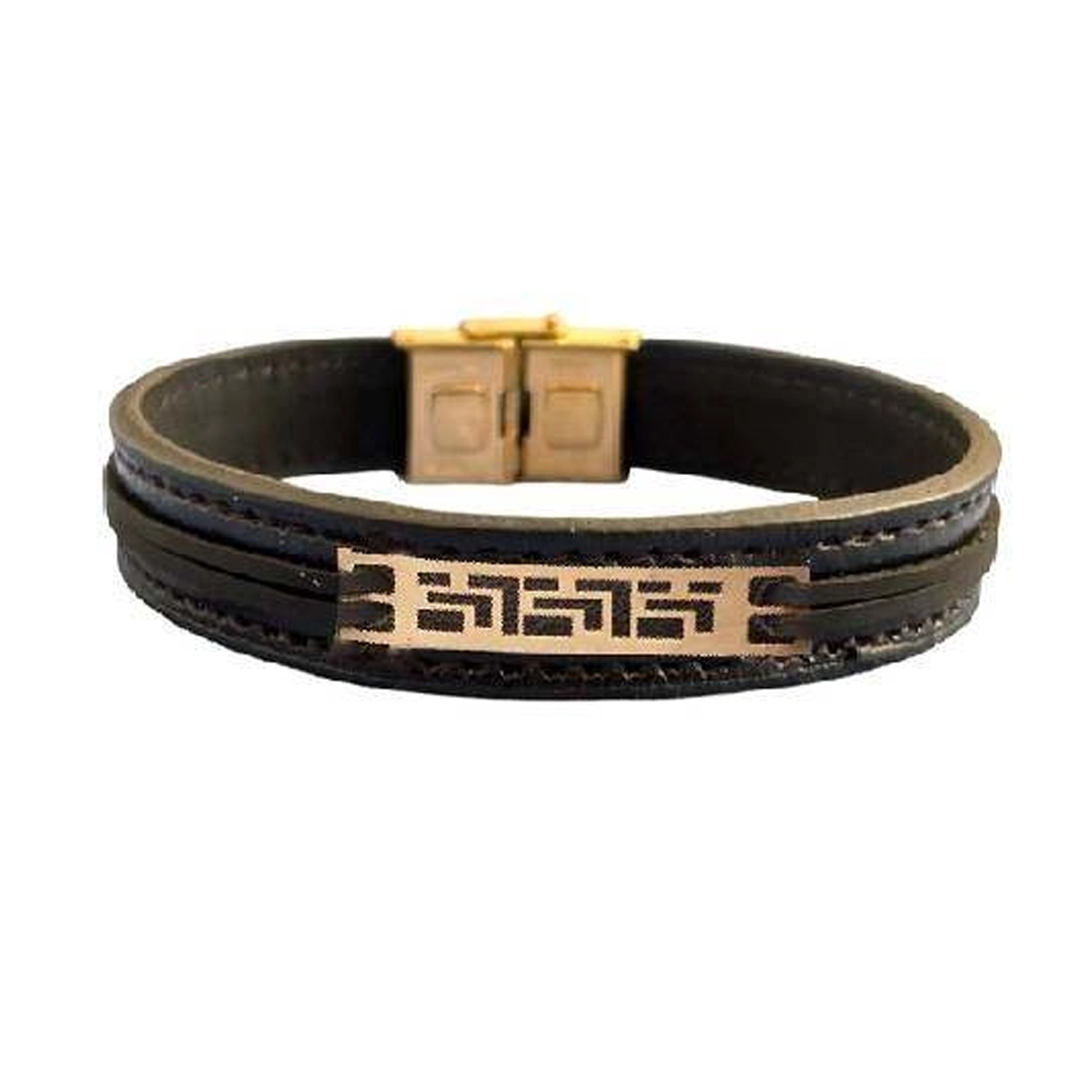 دستبند طلا مردانه با چرم اپال گلد مدل 0184 دستبند طلا مردانه با چرم اپال گلد مدل 0184