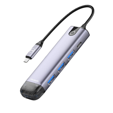 هاب usb-c مک دودو 5 پورت مدل HU-775-خاکستری هاب usb-c مک دودو 5 پورت مدل HU-775-خاکستری