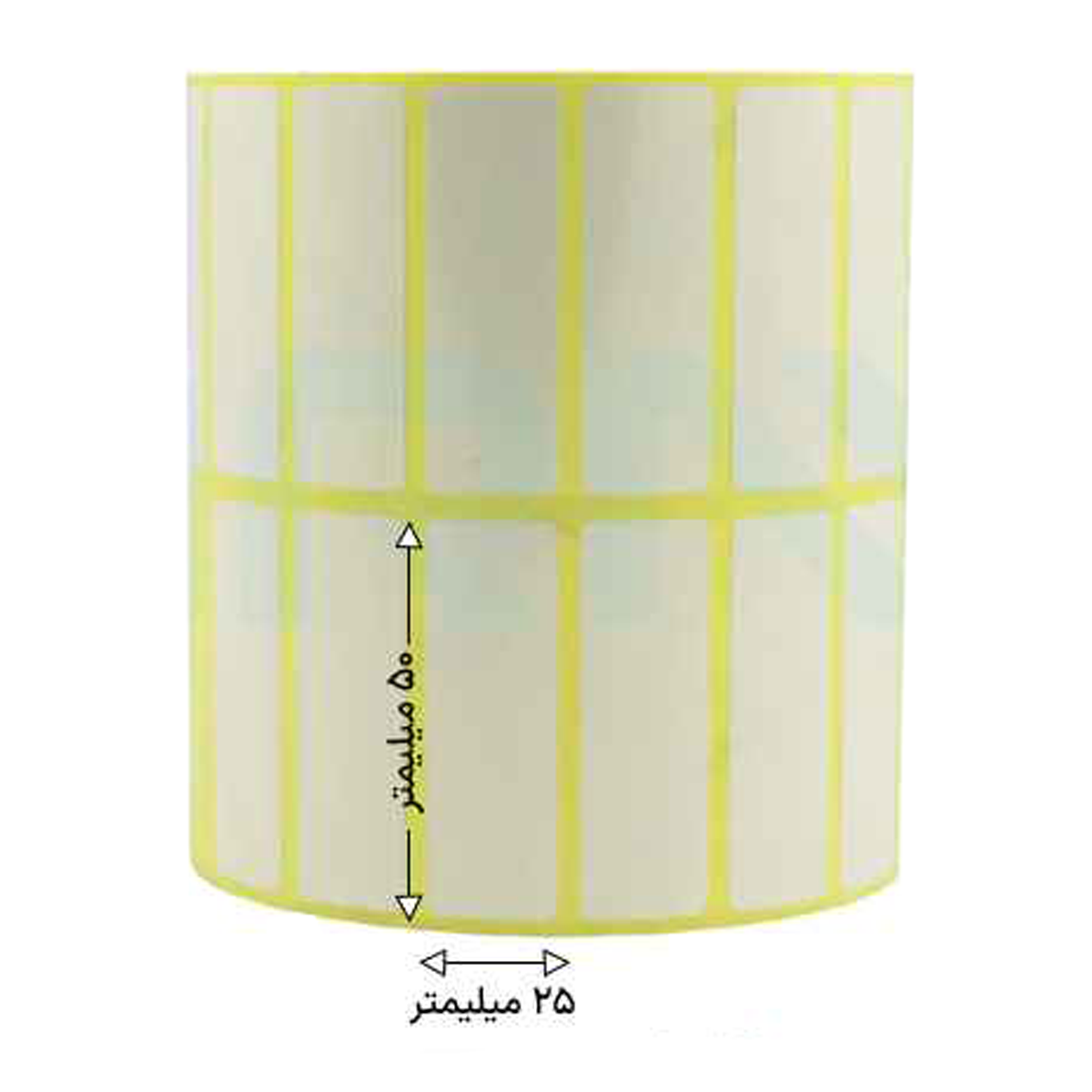 رول 4000 تایی لیبل کاغذی دو ردیفه 50x25 رول 4000 تایی لیبل کاغذی دو ردیفه 50x25