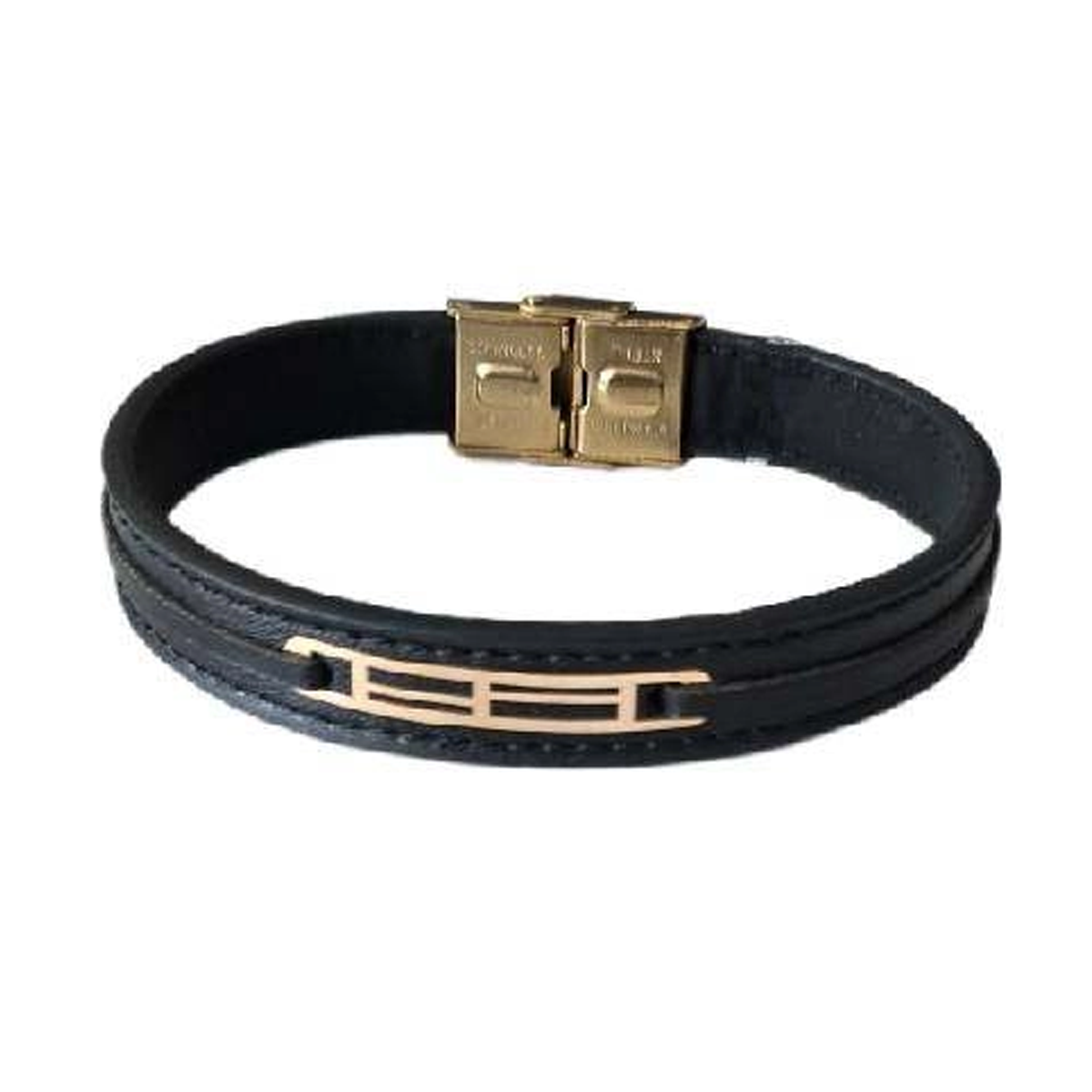 دستبند طلا مردانه با چرم  اپال گلد مدل 0186 دستبند طلا مردانه با چرم  اپال گلد مدل 0186