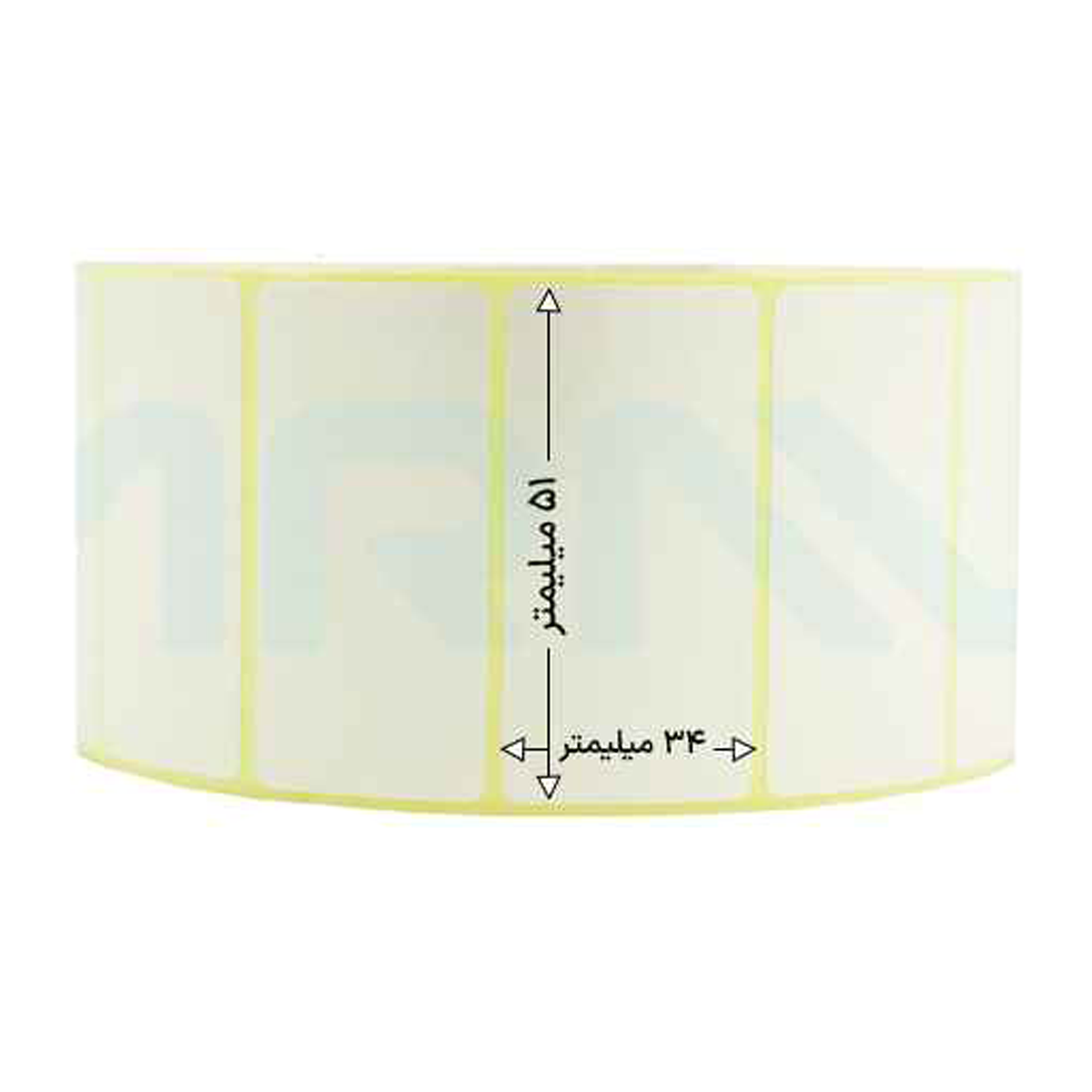 رول 1500 تایی لیبل کاغذی تک ردیفه 51x34 رول 1500 تایی لیبل کاغذی تک ردیفه 51x34