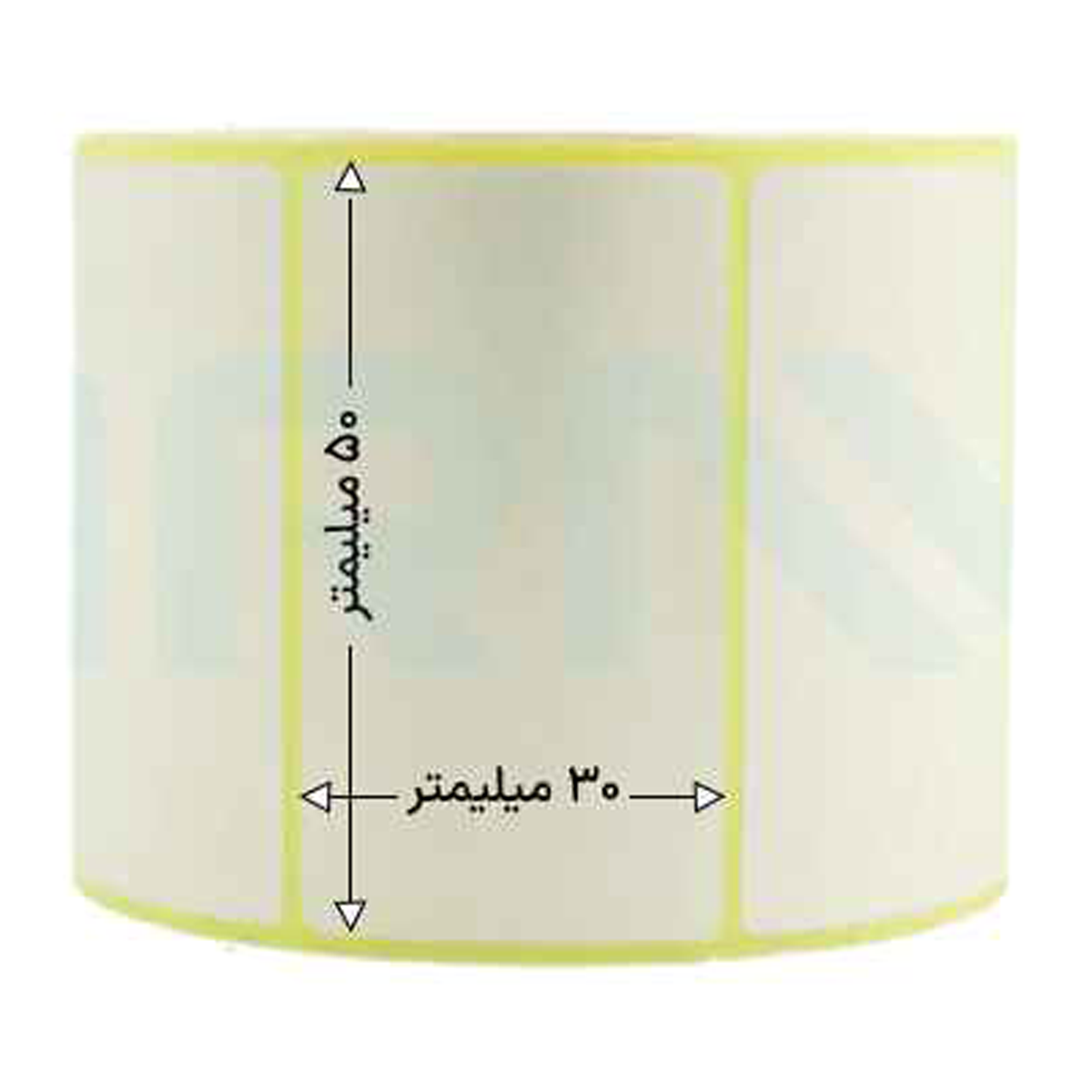 رول 1500 تایی لیبل کاغذی تک ردیفه 50x30 رول 1500 تایی لیبل کاغذی تک ردیفه 50x30
