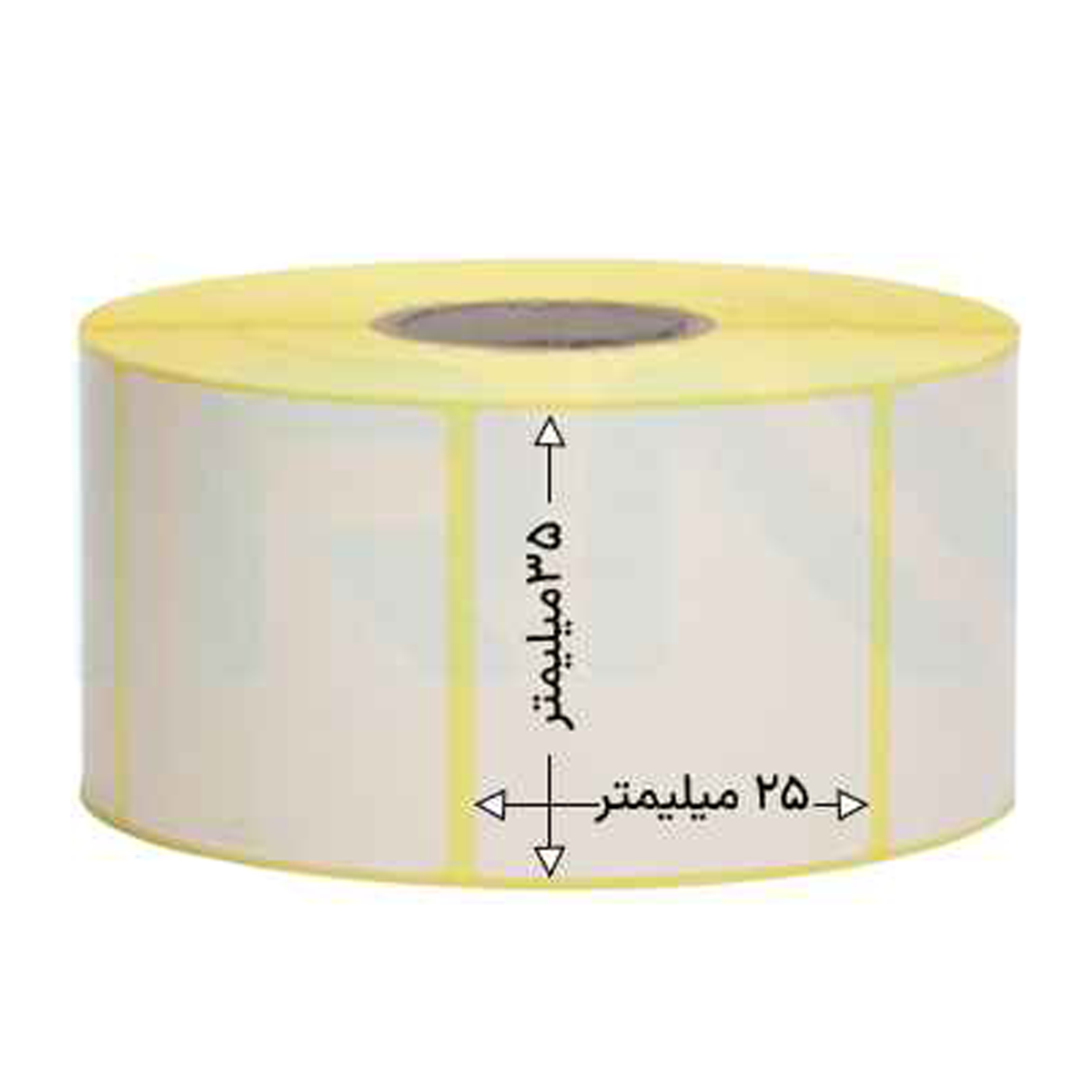 رول 2000 تایی لیبل کاغذی تک ردیفه 35x25 رول 2000 تایی لیبل کاغذی تک ردیفه 35x25