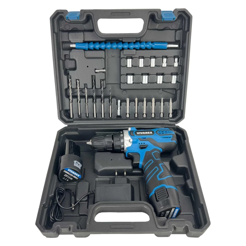 دریل پیچ گوشتی شارژی ویوارکس مدل VR12V-2A-BLUE مجموعه 28 عددی-چند رنگ  دریل پیچ گوشتی شارژی ویوارکس مدل VR12V-2A-BLUE مجموعه 28 عددی-چند رنگ