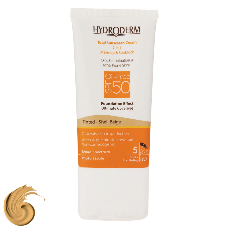 کرم ضد آفتاب رنگی SPF 50 هیدرودرم مدل 01 مناسب برای پوست چرب حجم 40 میلی لیتر-