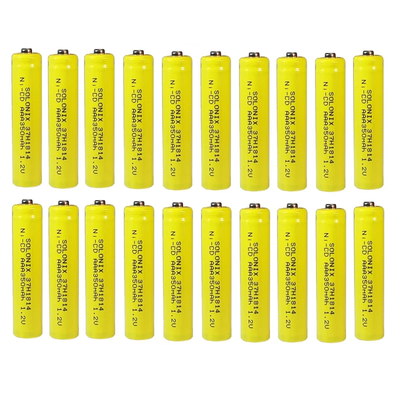 باتری شارژی نیم قلمی سولونیکس مدل صنعتی Ni-Cd مجموعه 20 عددی-زرد باتری شارژی نیم قلمی سولونیکس مدل صنعتی Ni-Cd مجموعه 20 عددی-زرد