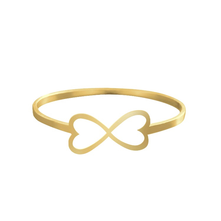 انگشتر طلا 18 عیار زنانه شمیم گلد گالری طرح قلب و بینهایت کد AA35