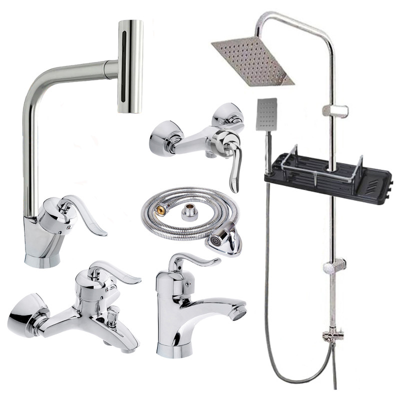 ست شیرآلات توفیق مدل آبشاری قجری سبددار مجموعه 6 عددی ست شیرآلات توفیق مدل آبشاری قجری سبددار مجموعه 6 عددی