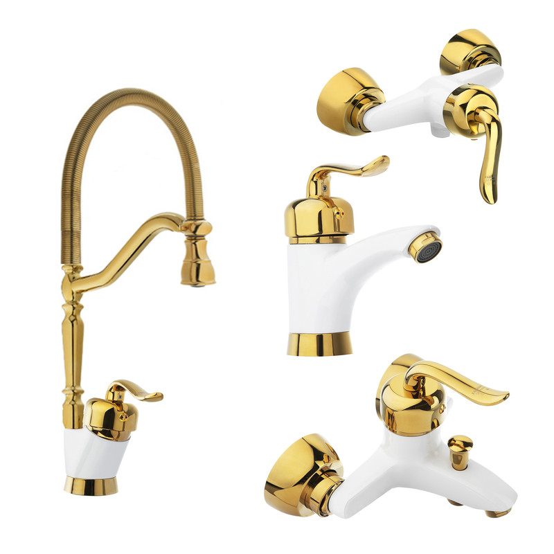 ست شیرآلات شیرآلات بهداشتی و ساختمانی توفیق مدل قجری فنری مجموعه 4 عددی