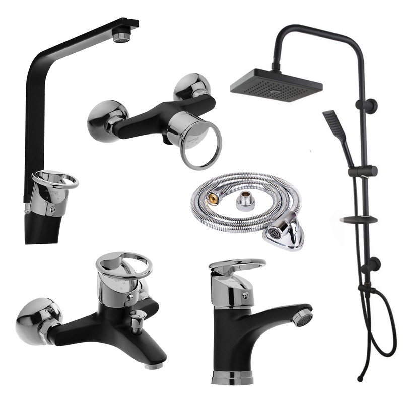 ست شیرآلات شیرآلات بهداشتی و ساختمانی توفیق مدل تنسو النگویی مجموعه 6 عددی