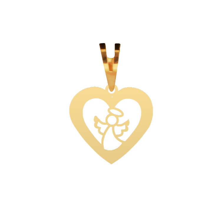 آویز گردنبند طلا عیار 750 شمیم گلد گالری طرح قلب و فرشته کد P-134
