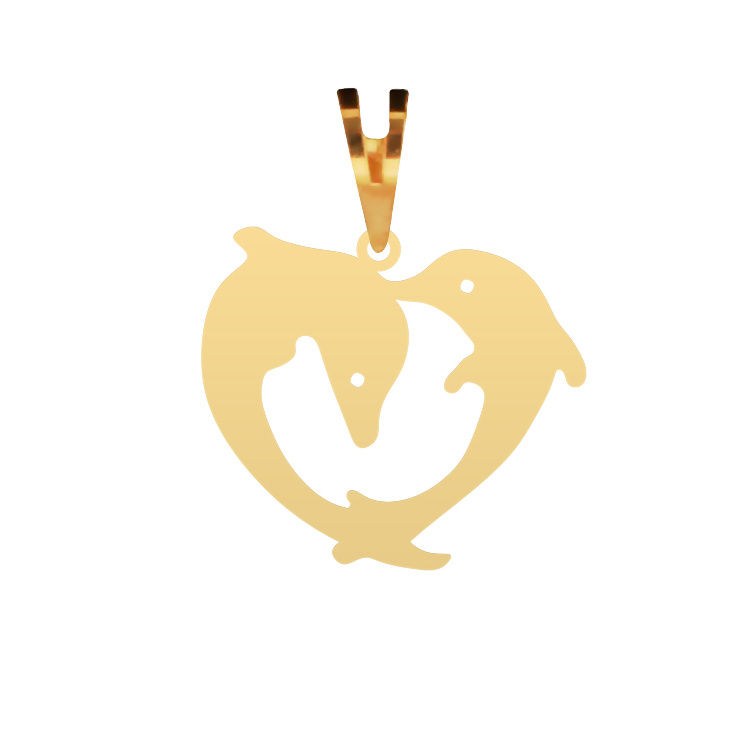 آویز گردنبند طلا عیار 750 شمیم گلد گالری طرح دلفین و قلب P-52 آویز گردنبند طلا عیار 750 شمیم گلد گالری طرح دلفین و قلب P-52