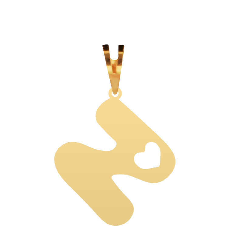 آویز گردنبند طلا عیار 750 شمیم گلد گالری مدل مینیمال حرف N و قلب کد P-83 آویز گردنبند طلا عیار 750 شمیم گلد گالری مدل مینیمال حرف N و قلب کد P-83