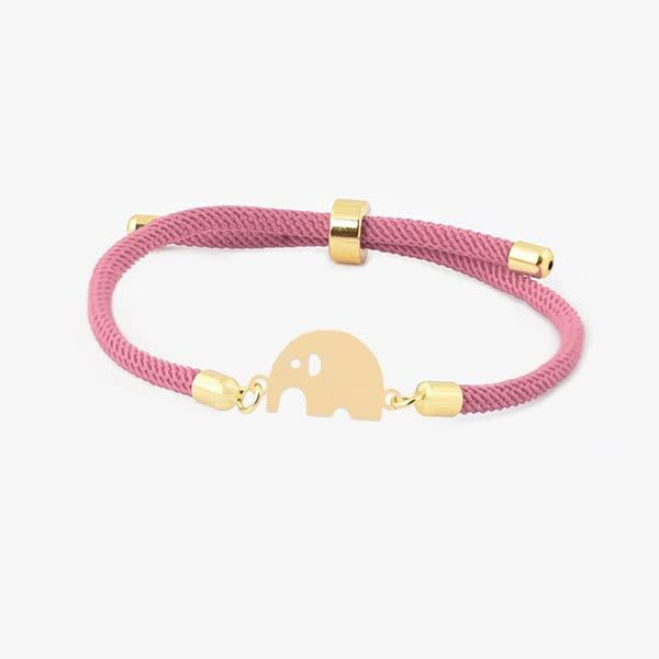 دستبند طلا 18 عیار زنانه شمیم گلد گالری مدل آسانسوری پلاک دار فیلی