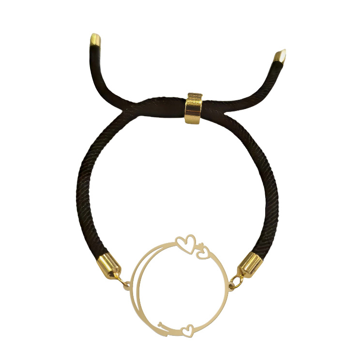 دستبند طلا 18 عیار زنانه شمیم گلد گالری طرح دایره و قلب فانتزی کد D75-2