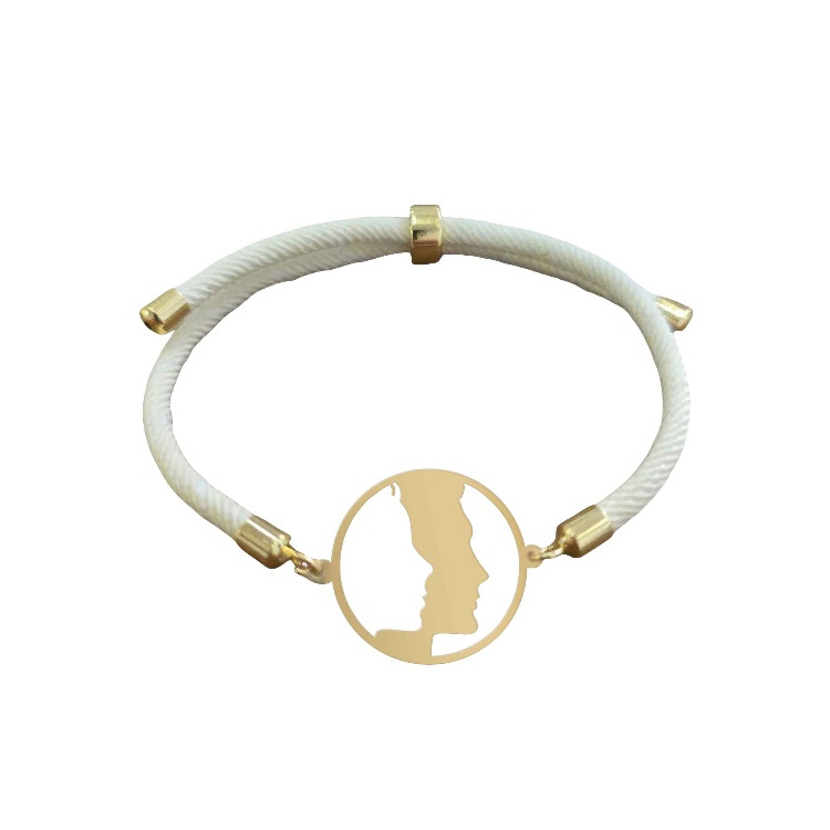 دستبند طلا 18 عیار زنانه شمیم گلد گالری طرح نیم رخ کد D10-37 دستبند طلا 18 عیار زنانه شمیم گلد گالری طرح نیم رخ کد D10-37