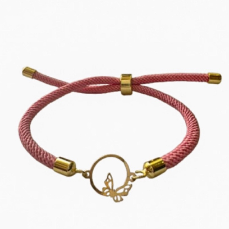 دستبند طلا 18 عیار زنانه شمیم گلد گالری مدل مینیمال دایره و پروانه S64-2 دستبند طلا 18 عیار زنانه شمیم گلد گالری مدل مینیمال دایره و پروانه S64-2