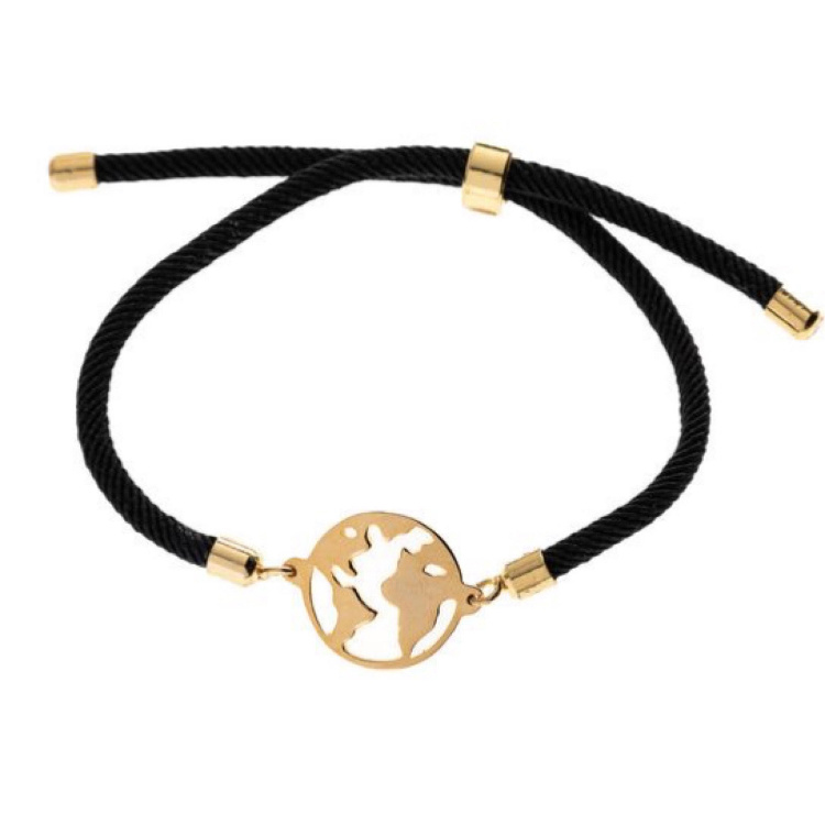 دستبند طلا 18 عیار زنانه شمیم گلد گالری طرح مینیمال کره زمین کد s-45