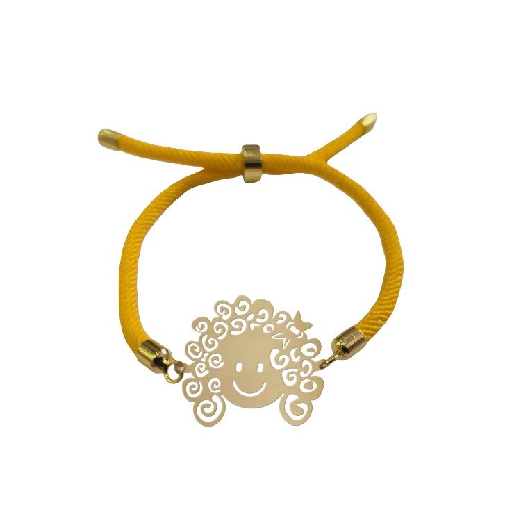 دستبند طلا 18 عیار زنانه شمیم گلد گالری مدل دختر مو فرفری کد D-20