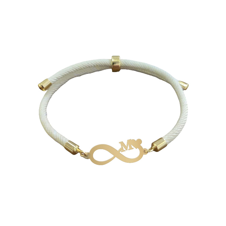 دستبند طلا 18 عیار زنانه شمیم گلد گالری مدل بینهایت و حرف M کد D70-19